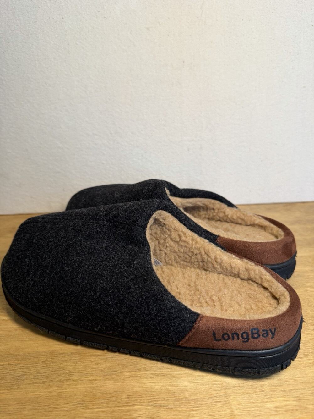 LongBay Men’s Memory Foam House Slippers Indoor Outdoor Black US Size 8 New